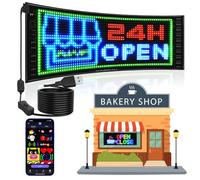 Rayhome Full Color Double Row Scrolling LED Light Sign, 17''x6.3'' Flexible 5V/2A Bluetooth APP Control LED Signs Custom Text Message Pattern Programmable LED Display for Car Store.