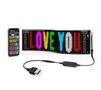RAYHOME Scrolling Bright Advertising LED Signs, Flexible USB 5V LED Car Sign Bluetooth App Control Custom Text Pattern Animation Programmable LED Display for Store Car Bar Hotel (15''x4'')