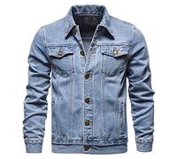 Rayiisuy Fashion Mens Denim Trucker Jackets Slim Fit Mens Jeans Jacket Cotton Outwear Coat Long Sleeve Plus Size Male