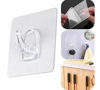 rayinblue 10 PCS Heavy Duty self Adhesive Clear Hooks Clear Waterproof 15kg 33lb Plastic Strong Sticky Hook for Bathroom Kitchen Wall Door Metal, Tiles, Wood, Ceramic to Make Garland