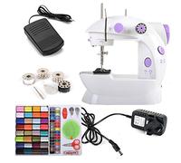 Rayinblue 2 Speed Led Electric/Mains Battery Powered Mini Stitch Portable Sewing Machine Handheld + 4 x Bobbins + Foot Pedal + Needle & Threader + Power Adapter (UK Plug)+ 100-in-1 Needlework