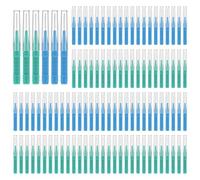 RAYITO 100 Pcs Interdental Brushes, 2 Sizes Soft Dental Brushes Toothpicks Dental Floss Brush Floss Sticks Dental for Braces Oral Cleaning(Blue, Green)