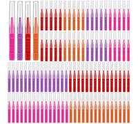 RAYITO 100 Pcs Interdental Brushes, 3 Sizes Soft Dental Brushes Toothpicks Dental Floss Brush Floss Sticks Dental for Braces Oral Cleaning(4 Colors)