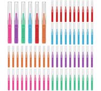 RAYITO 100 Pcs Interdental Brushes, 5 Sizes Soft Dental Brushes Toothpicks Dental Floss Brush Floss Sticks Dental for Braces Oral Cleaning(6 Colors)