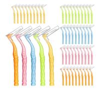 RAYITO 100 Pcs Interdental Brushes, 5 Sizes Soft Dental Brushes with Non-Slip Handle Angled Head Tooth Picks Floss Sticks Dental Floss Brushes for Braces Oral Cleaning Narrow Gaps Between Teeth