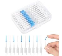 RAYITO 250 Pieces Interdental Brushes, Silicone Dental Brushes 2-in-1 Blue Tooth Floss Picks Teeth Floss Sticks Dental Toothpicks Cleaning Tool for Braces Oral Cleaning(Blue, White)