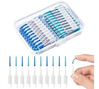 RAYITO 250 Pieces Interdental Brushes, Silicone Dental Brushes 2-in-1 Blue Tooth Floss Picks Teeth Floss Sticks Dental Toothpicks Cleaning Tool for Braces Oral Cleaning(Blue, Green)