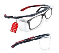 Raykce Clear Safety Glasses for Work Anti-Fog Protective Goggles Fit Over Prescription Glasses, Anti-Scratch Wrap-Around with Side Shields, for Worktop Lab Kitchen Construction Outdoor Cycling(Red)