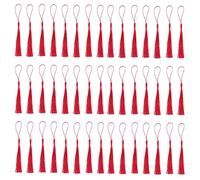 RayLineDo 100 Pcs Polyester Silky Tassels For DIY Craft Home Décor Handmade Bookmarks Tassels Red