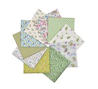 RayLineDo® 10pcs 12 x 12 inches (30cmx30cm) Print Cotton Green Series Fabric Bundle Squares Patchwork DIY Sewing Scrapbooking Quilting Pattern Artcraft
