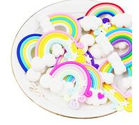 RayLineDo® 12pcs Random Rainbow and Cloud Shape Polymer Clay Embellishmentst Bright Color DIY Cabochon Craf Scrapbook Ornament