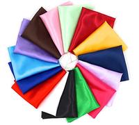 RayLineDo® 15pcs 25 * 20cm Silky Satin Patchwork Fabric Bundle Quilting Wedding Table Decor in 15 Solid Color