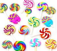 RayLineDo 16pcs Random Lollipop Shape Polymer Clay Embellishmentst Rainbow Color DIY Cabochon Craf Scrapbook Ornament