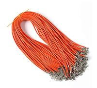 Raylinedo® 20 Pieces 18 inch Wax Cord Necklaces 1.5mm Orange Braided Imitation Leather Cord Rope Necklace Chain with Lobster for DIY Jewelry Making