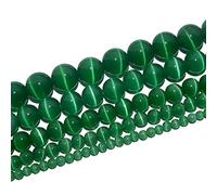 RAYLINEDO 38Pcs 10mm Natural Dark Green Cat Eye Stone Round Beads Loose Beads for DIY Jewelry Making