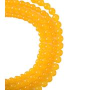 RayLineDo® 48Pcs 8mm Natural Yellow Jade Stone Round Beads Loose Beads Wholesale for Jewelry Making