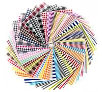 RayLineDo® 50pcs 10 * 10cm Different Pattern Patchwork Fabric Craft Printed Cotton Material Mixed Squares Bundle Quilting Scrapbooking Sewing Artcraft DIY Fabric Check Series