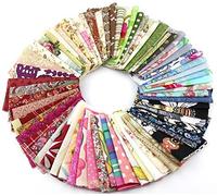 RayLineDo 50pcs 10 * 10cm Fabric Patchwork Craft Cotton Material Batiks Mixed Squares Bundle