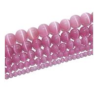 RAYLINEDO 62Pcs 6mm Natural Dark Pink Cat Eye Stone Round Beads Loose Beads for DIY Jewelry Making