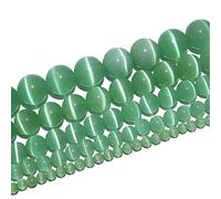 RAYLINEDO 62Pcs 6mm Natural Green Cat Eye Stone Round Beads Loose Beads for DIY Jewelry Making