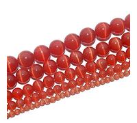 RAYLINEDO 62Pcs 6mm Natural Red Cat Eye Stone Round Beads Loose Beads for DIY Jewelry Making