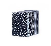 RayLineDo® 7pcs 25 * 25cm Different Pattern Patchwork Fabric Craft Printed Cotton Material Mixed Squares Bundle Quilting Scrapbooking Sewing Artcraft DIY Fabric Navy Series