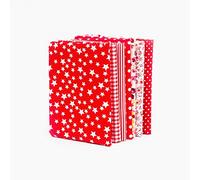 RayLineDo® 7pcs 25 * 25cm Different Pattern Patchwork Fabric Craft Printed Cotton Material Mixed Squares Bundle Quilting Scrapbooking Sewing Artcraft DIY Fabric Red Series