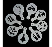RayLineDo® 8 x Cappuccino Coffee Stencils Template Christmas Style Strew Flowers Pad Duster Spray Art