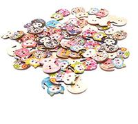 RayLineDo® About 100pcs Buttons Multi Color Beautiful Cute Cat Shape Delicate Wood Buttons DIY Buttons for Sewing and Crafting