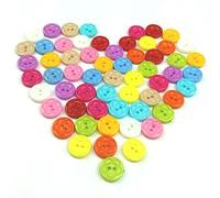 RayLineDo® One Pack of 60 Pieces/Pack 13mm Mixed Colours Round Shape 2 Holes Plastic Buttons