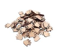 RayLineDo® Pack of 100pcs 20MM Buttons Hand Shaped Wooden Embellishments Without Holes for Crafting and Decoration