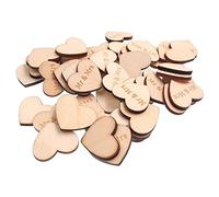 RayLineDo® Pack of 50pcs 25MM Buttons Heart Shaped Mr Mrs Wood Embellishments Without Holes for Crafting and Decoration