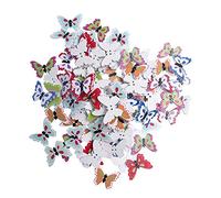 RayLineDo® Pack of 50pcs Mixed Color Butterfly Buttons 2 Holes Different Patterns Wooden Buttons for Sewing and Crafting