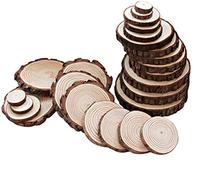 RayLineDo® Unfinished Natural Wood Slices Round Log Discs with Tree Bark Wood Pieces 7-8cm Pack of 15 for DIY Craft Wedding