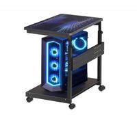 RayLove Adjustable Computer Tower Stand with Large Mouse Mat, Under Desk with 4 Locking Swivel Casters Wheels, Sturdy PC Trolley for Most PCs, Black