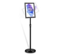 RayLove Aluminum Sign Holder, A4 Poster Stand, Billboard, Adjustable Display Stands, Replaceable Advertising Display Stand, with Sturdy Metal Base for Show, Advertisement (Black, A4-1P)