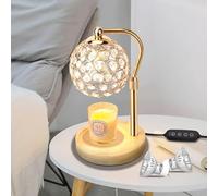 RayLove Candle Warmer Lamp - Electric Candle Warmer Lamp- with Timing - 4 Level Dimming - Height Adjustable - for Home Office Bedroom Living Room (Wood+Champagne)