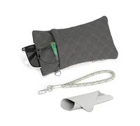 RayLove Double Glasses Case Soft Eyeglass Cases with Cleaning Cloth Squeeze Top Sunglasses Case Glasses Pouch for Women Men, Dark Grey, One Size