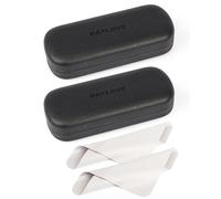 RayLove Glasses Case Hard Shell Eyeglass Case with Cleaning Cloth, PU Leather Protective Eye Glass Cases Fits Most Sunglasses, Black Black, One Size
