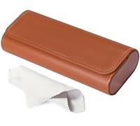 RayLove Glasses Case Hard Shell, Travel Sunglasses Case, Leather Hard Eyeglass Case for Women, Reading Glasses Case for Men, Brown, One Size
