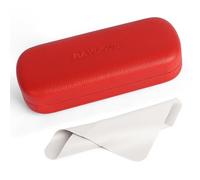 RayLove Hard Shell PU Leather Glasses Case with Cleaning Cloth,Travel Portable Eyeglass Case for Men Women Girl Travel Study Work(Red)