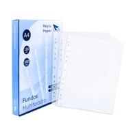 Raylu Paper - 100% Recyclable Polypropylene Multi-Drill Sleeves, Large Opening Document Sleeves, Reinforced Spine - Pack of 100 (Clear - Glass, A4-120 Microns)