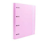 Raylu Paper - 4 Ring Binder with 6 Coloured Dividers and Refills of 100 A4 Sheets with 4 x 4mm Squared Sheets 4 Ring Binder 60mm Pastel Pink