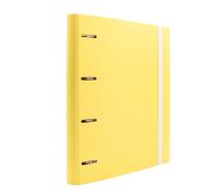 Raylu Paper - 4 Ring Binder with 6 Coloured dividers and Refills of 100 A4 Sheets with 4 x 4mm Squared Sheets, 4 x 4 mm, Spine 60 mm, Pastel Yellow