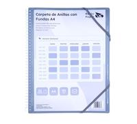 Raylu Paper Binder with Transparent A4 Sleeves and Rings, Binder with 90 Micron Clear Sleeves, Zippered Envelope and Customizable Cover for Organization (20 Pockets, Smoke)