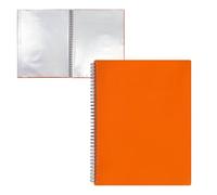 RAYLU PAPER - File Folder with Clear A4 Plastic Sleeves and Durable Opaque Polypropylene Cover Document Folder with Sleeves for School and Office (20 Pockets, Orange)