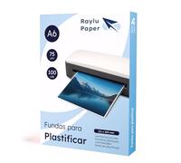 Raylu Paper® - Pack of 100 Clear High Gloss Finish Plasticizer Thermal Laminating Pouches Plastic Sheets (75 Micron A6)