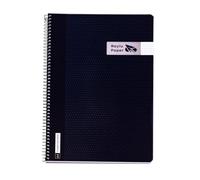 RAYLU PAPER - Pack of A4 Notebooks with Spiral and Durable Polypropylene Cover, 80 Sheets 90 g, Bright Coloured Notebook for Notes, Study, Office and University (Black, 4 mm Grid)