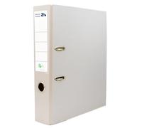 Raylu Paper Ring Binder, 75 mm Wide Spine File Folder, Office 2 Ring Binders with Soft Opening Lever and Customizable Card Holder (Grey, A4)