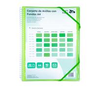 Raylu Paper® - Ring Folder with 90 Micron A4 Clear Sleeves and Envelope with Velcro Closure, Customizable Cover, 100% Biodegradable Sleeve Binder (30 Pockets, Green)